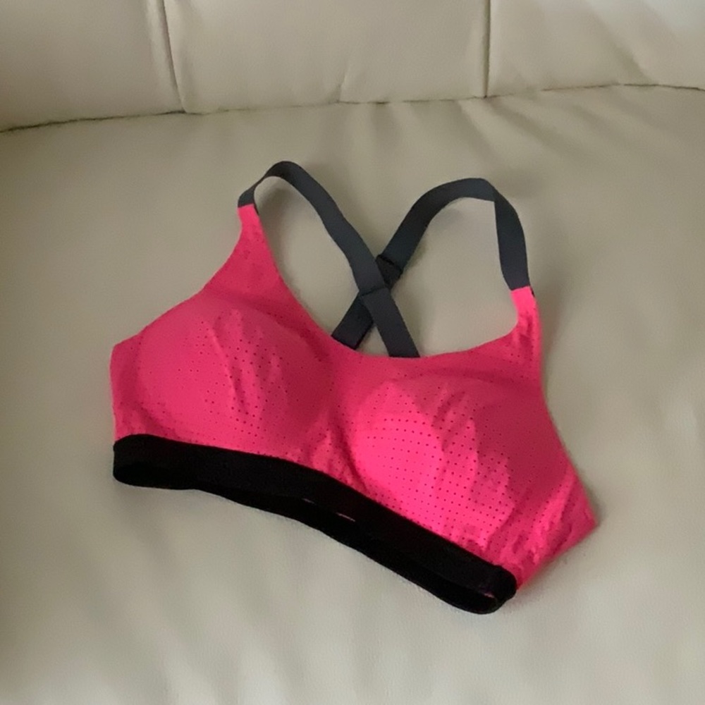 Victoria’s Secret pink/black sports bra 34A